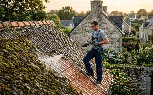 Démoussage — démoussage de toiture à Pipriac