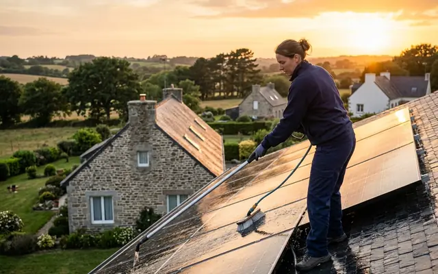 Lavage — nettoyage de panneaux solaires dans le pays de Redon